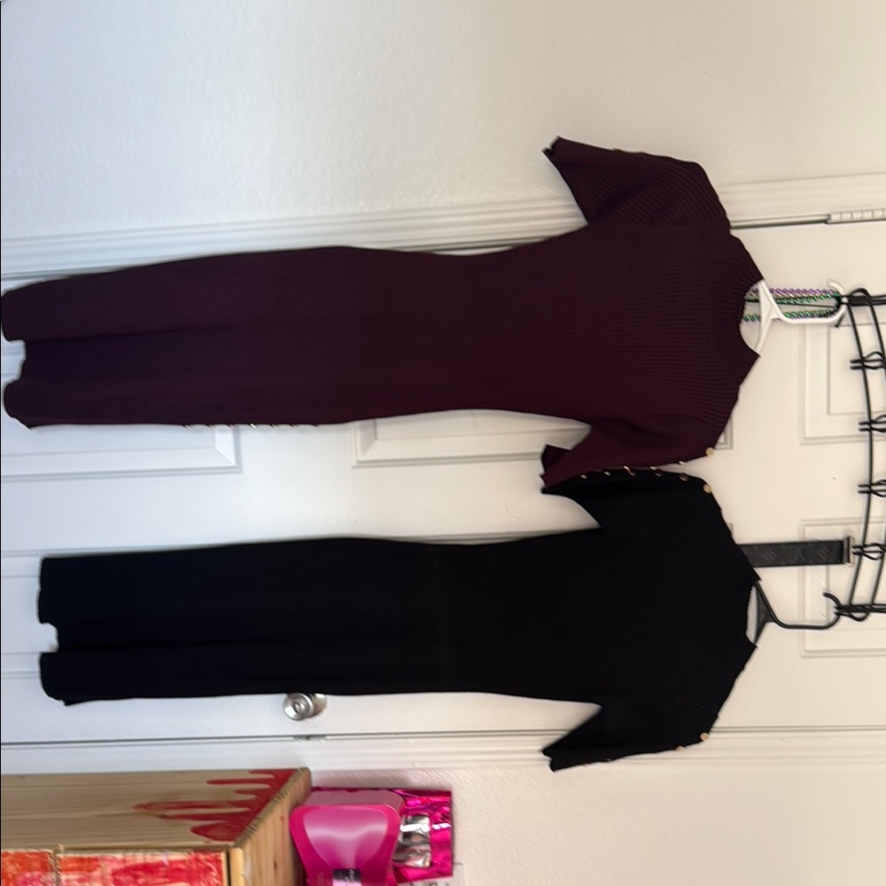 Chic Black Midi Dress with Long Sleeves